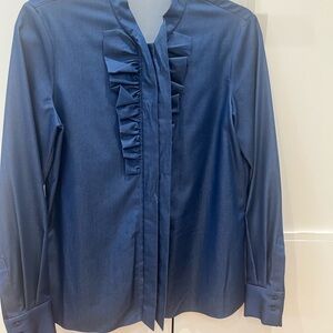 Elie Tahari Navy Blouse with Collar Detail